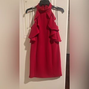 Amanda Updichard X Revolve Red Ruffle Cold Shoulder Dress